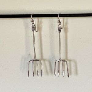 Sterling Silver Pitchfork Earrings